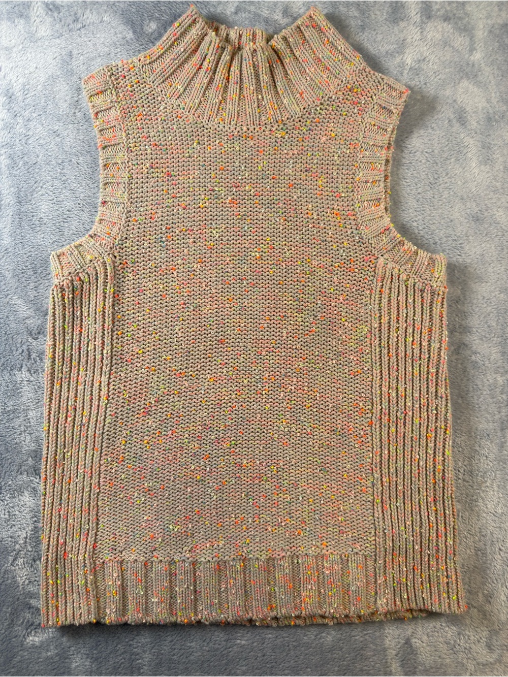 Anthropologie Cream Speckled Mock Neck Sleeveless Sweater #3201